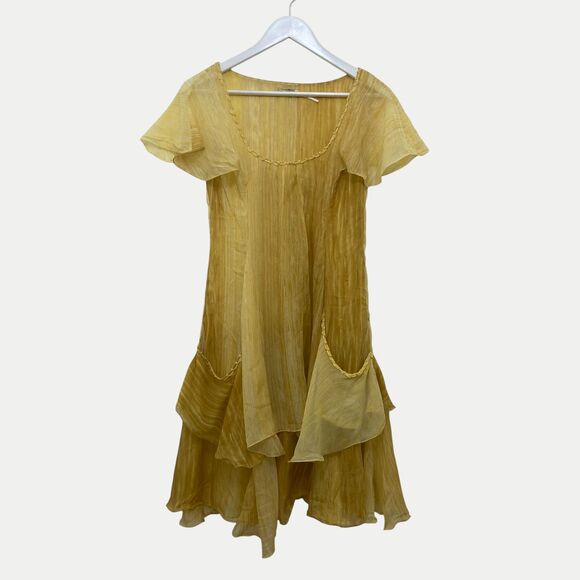 Max Studio Golden Yellow Silk Ruffle Dress | Special Edition | Size S - Picture 3 of 16